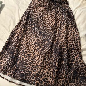 Amazon Black and Tan Animal Print Midi Skirt